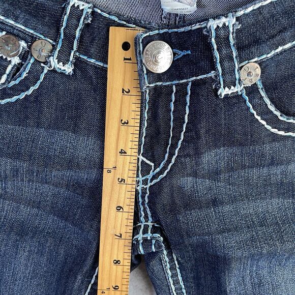 True Religion Joey Super T Jeans Womens 26 Blue White Stitching Straight USA - Picture 6 of 16